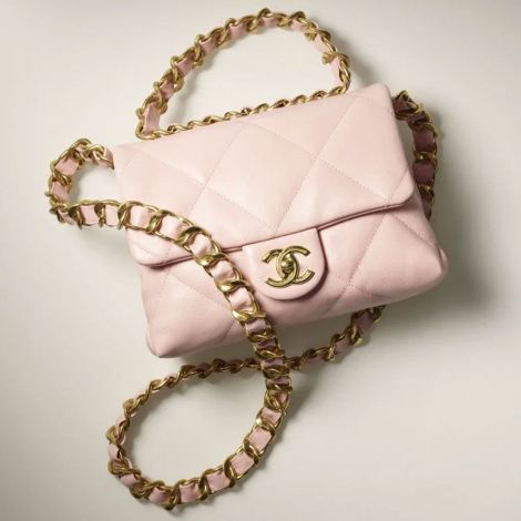 Chanel Çanta Small Pembe - Chanel Canta Bag Kucuk Kapakli Canta Kuzu Derisi Ve Altin Detaylar Acik Pembe