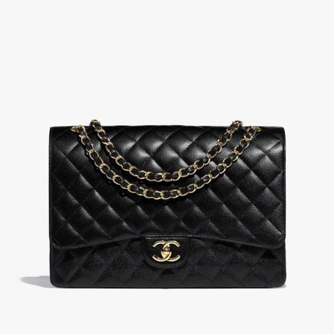 Chanel Çanta Maxi Siyah - Chanel Canta Bag Maxi Klasik Canta Taneli Dana Derisi Ve Altin Detaylar 233310 Siyah