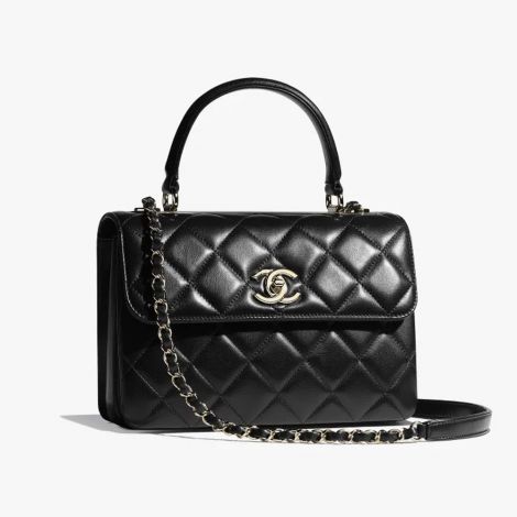 Chanel Çanta Classic Siyah - Chanel Canta Bag Sapli Kapakli Canta Kuzu Derisi Ve Altin Detaylar 17 25 12 Black Siyah