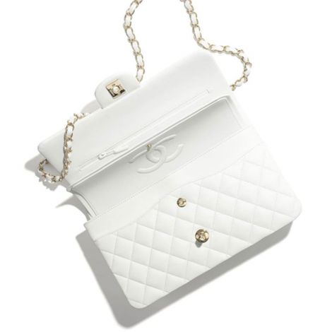 Chanel Çanta Lambskin Beyaz - Chanel Canta Classic Handbag Lambskin White Bag Beyaz