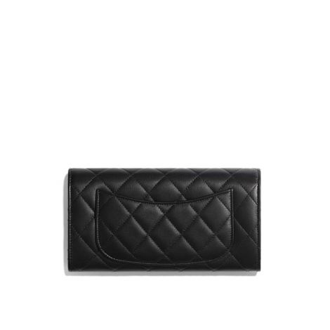 Chanel Cüzdan Classic Siyah - Chanel Canta Classic Long Flap Wallet Lambskin Black Siyah