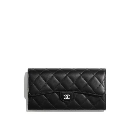 Chanel Cüzdan Classic Siyah - Chanel Canta Classic Long Flap Wallet Lambskin Black Siyah