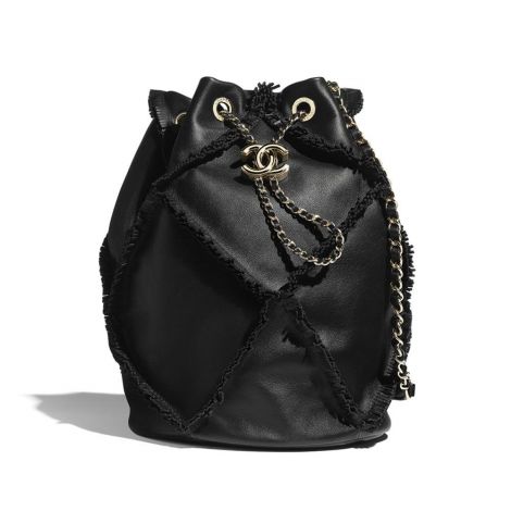 Chanel Çanta Drawstring Siyah - Chanel Canta Drawstring Bag Calfskin Gold Tone Metal Siyah
