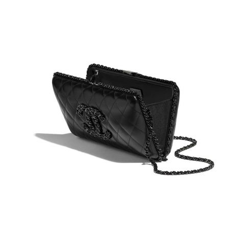 Chanel Çanta Klasik Siyah - Chanel Canta Evening Bag Lambskin Black Metal Siyah