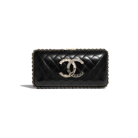 Chanel Çanta Pearls Siyah - Chanel Canta Evening Bag Lambskin Imitation Pearls Strass Gold Metal Siyah