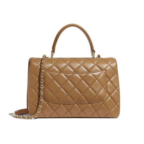Chanel Çanta Grained Bej - Chanel Canta Flap Bag With Top Handle Lambskin Gold Tone Metal Bej