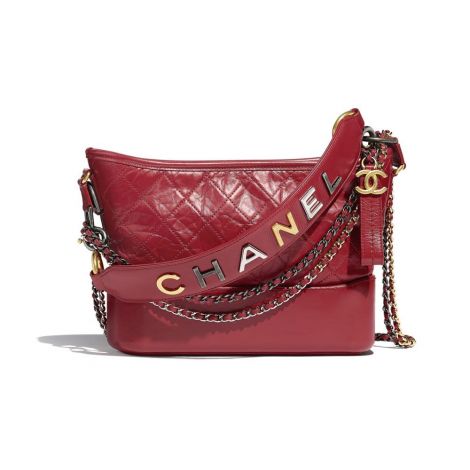 Chanel Çanta Gabrielle Kırmızı - Chanel Canta Gabrielle Hobo Bag Aged Calfskin Smooth Gold Silver Kirmizi