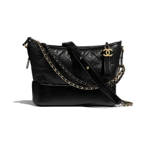 Chanel Çanta Gabrielle Siyah - Chanel Canta Gabrielle Hobo Bag Aged Calfskin Smooth Silver Gold Siyah