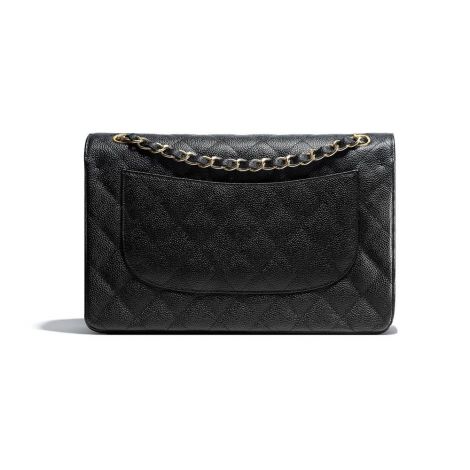 Chanel Çanta Grained Siyah - Chanel Canta Large Classic Handbag Grained Calfskin Gold Tone Metal Siyah