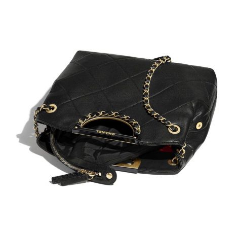 Chanel Çanta Grained Siyah - Chanel Canta Shopping Bag Grained Calfskin Gold Tone Metal Siyah