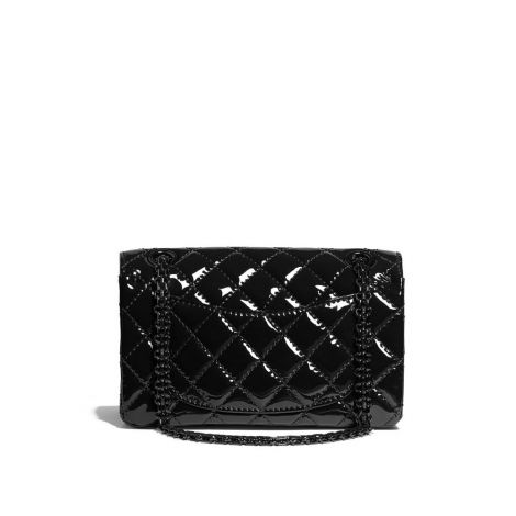 Chanel Çanta Patent Siyah - Chanel Canta Small 2 55 Handbag Patent Calfskin Black Metal Siyah
