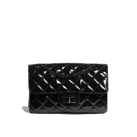 Chanel Çanta Patent Siyah - Chanel Canta Small 2 55 Handbag Patent Calfskin Black Metal Siyah