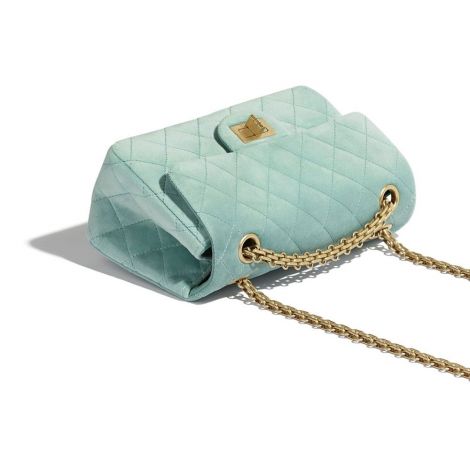 Chanel Çanta Klasik Mavi - Chanel Canta Small 2 55 Handbag Velvet Gold Tone Metal Acik Mavi