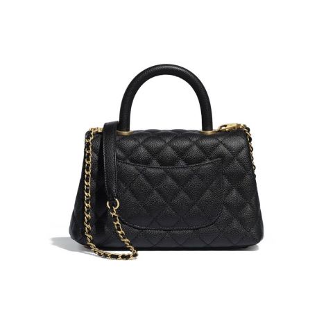 Chanel Çanta Grained Siyah - Chanel Canta Small Flap Bag With Top Handle Grained Calfskin Gold Siyah