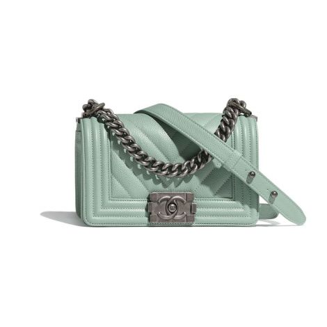 Chanel Çanta Grained Turkuaz - Chanel Canta Small Handbag Grained Calfskin Ruthenium Finish Metal Turkuaz