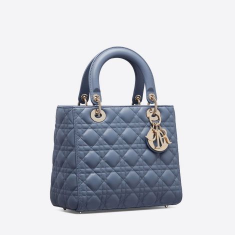 Dior Çanta Lady Dior Mavi - Christian Dior Canta Medium Ultramatte Lady Dior Bag Denim Blue Mavi