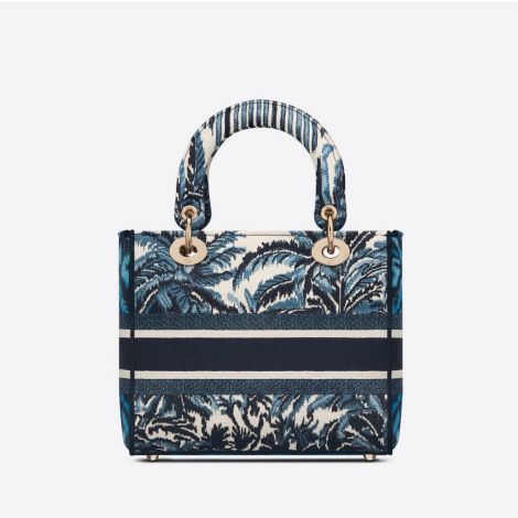 Dior Çanta D-Lite Mavi - Dior Bag Canta 2021 Medium Lady D Lite Bag Blue Dior Palms Mavi