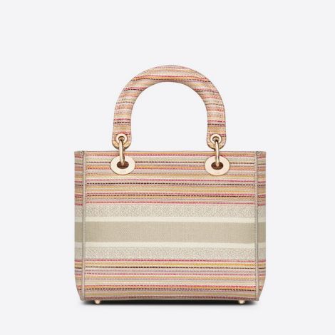 Dior Çanta D-Lite Renkli - Dior Bag Canta 2021 Medium Lady D Lite Bag Multicolor Stripes Renkli