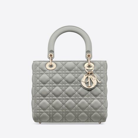Dior Çanta Medium Gri - Dior Bag Canta 2021 Medium Lady Dior Bag Gray Cannage Lambskin Gri