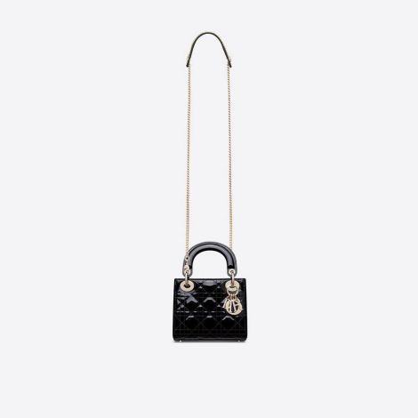 Dior Çanta Small Siyah - Dior Bag Canta 2021 Mini Lady Dior Bag Black Patent Cannage Siyah