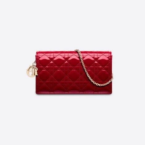 Dior Çanta Lady Dior Pouch Kırmızı - Dior Bag Canta Lady Dior Pouch Cherry Red Patent Cannage Calfskin Red Kirmizi