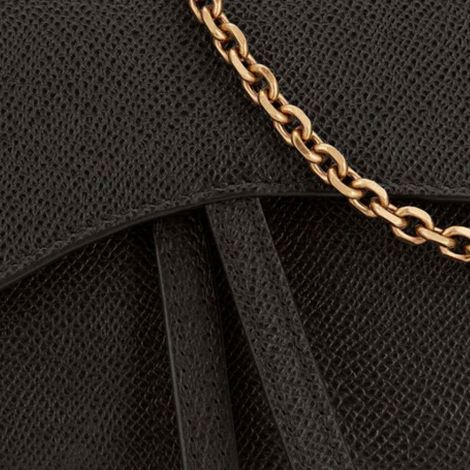 Dior Çanta Saddle Long Siyah - Dior Bag Canta Long Saddle Wallet With Chain Black Grained Calfskin Siyah