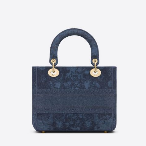 Dior Çanta D-Lite Mavi - Dior Canta 2021 Medium Lady D Lite Bag Blue Dior Flowers Mavi