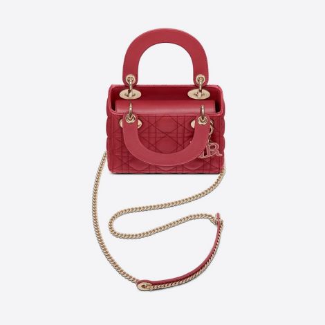Dior Çanta Mini Kırmızı - Dior Canta 2021 Mini Lady Dior Bag Strawberry Pink Lambskin Kirmizi