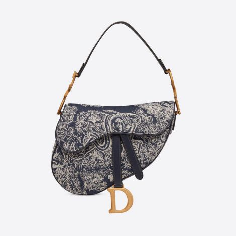 Dior Çanta Saddle Mavi - Dior Canta 2021 Saddle Bag Blue Toile De Jouy Reverse Jacquard Mavi