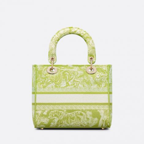 Dior Çanta Medium Sarı - Dior Canta Kadin Medium Lady D Lite Bag Lime Toile De Jouy Reverse Sari