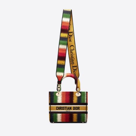 Dior Çanta Medium Renkli - Dior Canta Kadin Medium Lady D Lite Bag Multicolor D Stripes Renkli