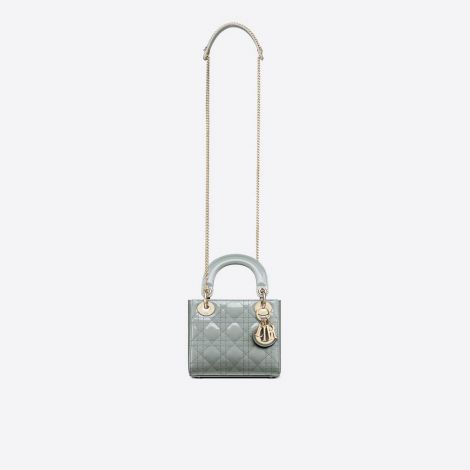 Dior Çanta Mini Gri - Dior Canta Kadin Mini Lady Dior Bag Gray Patent Cannage Gri