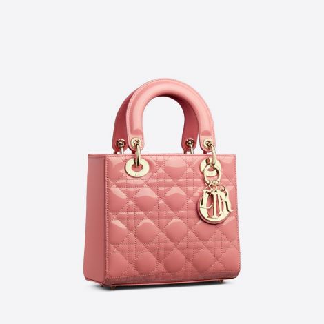 Dior Çanta Small Pembe - Dior Canta Kadin Small Lady Dior Bag Peach Blossom Pink Patent Pembe