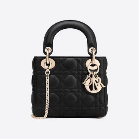 Dior Çanta Lady Dior Mini Siyah - Dior Canta Mini Lady Dior Bag Black Cannage Lambskin Gold Tone Siyah