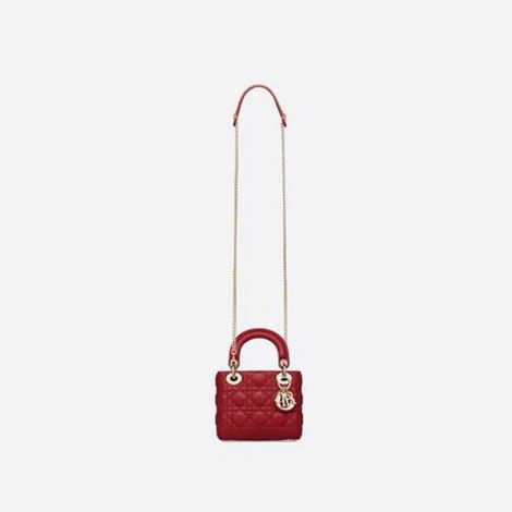 Dior Çanta Lady Dior Mini Kırmızı - Dior Canta Mini Lady Dior Bag Cherry Red Cannage Lambskin Kirmizi