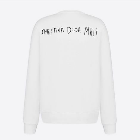 Dior Sweatshirt Raymond Beyaz - Dior Erkek Cotton Sweatshirt Dior And Raymond Pettibon Beyaz