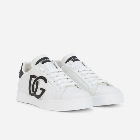 Dolce Gabbana Ayakkabı Portofino Beyaz - Dolce Gabbana Ayakkabi Calfskin Portofino Sneakers With Dg Logo Beyaz