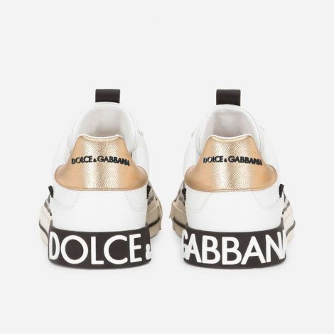 Dolce Gabbana Ayakkabı Calfskin 2.0 Beyaz - Dolce Gabbana Shoes Calfskin 2 Zero Custom Sneakers With Contrasting Beyaz Arka