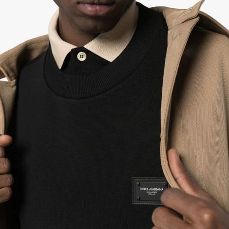 Dolce Gabbana Sweatshirt Plaque Logo Siyah - Dolce Gabbana Sweat A Plaque Logo Item Sweatshirt Black Erkek Siyah