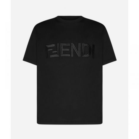 Fendi Tişört Logo Siyah - Fendi Erkek Tisort Fendi Tisort Fendi Men T Shirt Fendi T Shirt Fendi FF Logo T Shirt Siyah