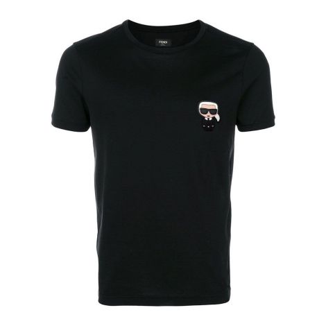 Fendi Tişört Karlito Siyah - Fendi Karlito Motif T Shirt Erkek Tisort Siyah 20