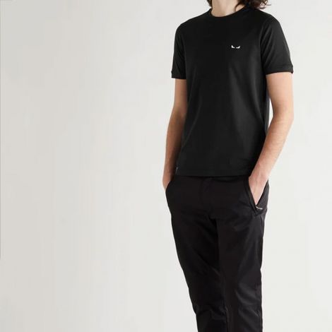 Fendi Tişört Logo Siyah - Fendi T Shirt Tisort 2021 Logo Embroidered Cotton Jersey Siyah