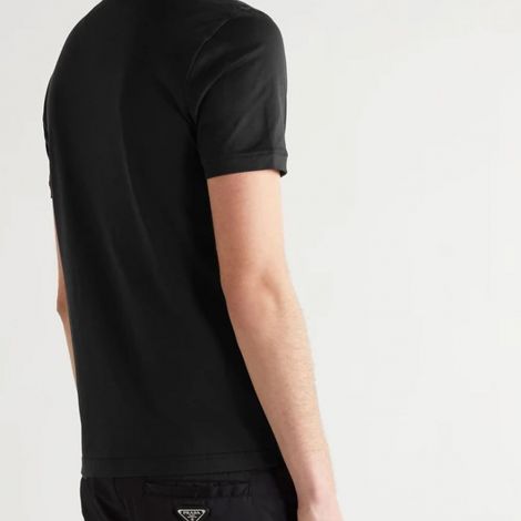 Fendi Tişört Logo Siyah - Fendi T Shirt Tisort 2021 Logo Embroidered Cotton Jersey Siyah