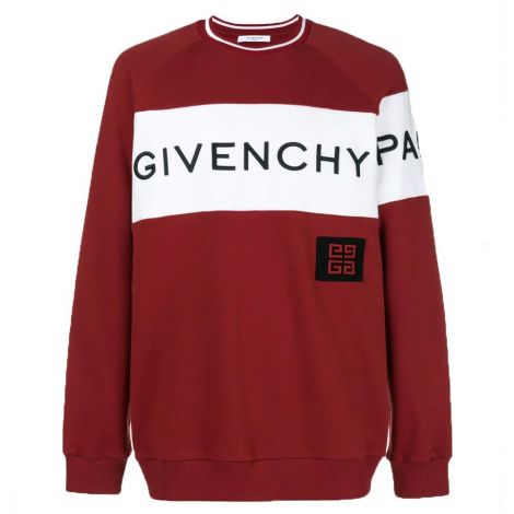 Givenchy Sweatshirt Logo Kırmızı - Givenchy Sweatshirt 4g Mit Logo Stickerei Embroidered Erkek Kazak Beyaz Kirmizi