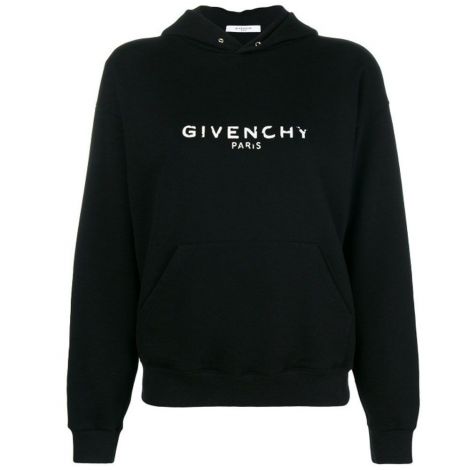 Givenchy Sweatshirt Logo Siyah - Givenchy Sweatshirt Logo Patch Hoodie Polar Kapsonlu Siyah