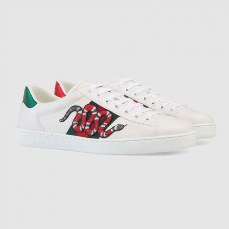 Gucci Ayakkabı Ace Snake Beyaz - Gucci Ace Embroidered Sneaker
