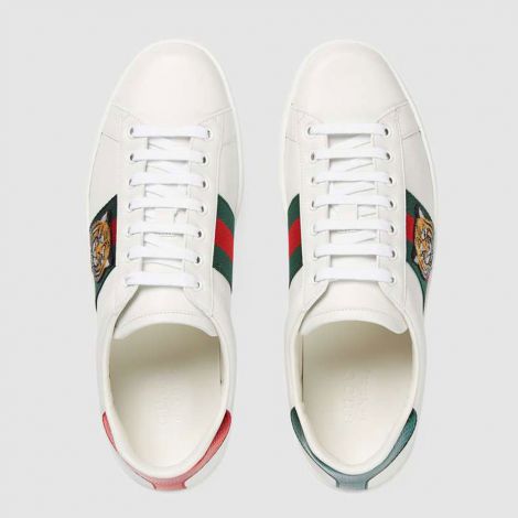 Gucci Ayakkabı Ace Tiger Beyaz - Gucci Ace Embroidered Sneaker Erkek Ayakkabi Beyaz
