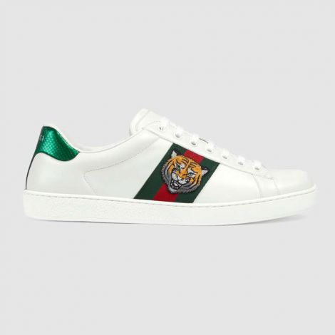 Gucci Ayakkabı Ace Tiger Beyaz - Gucci Ace Embroidered Sneaker Erkek Ayakkabi Beyaz