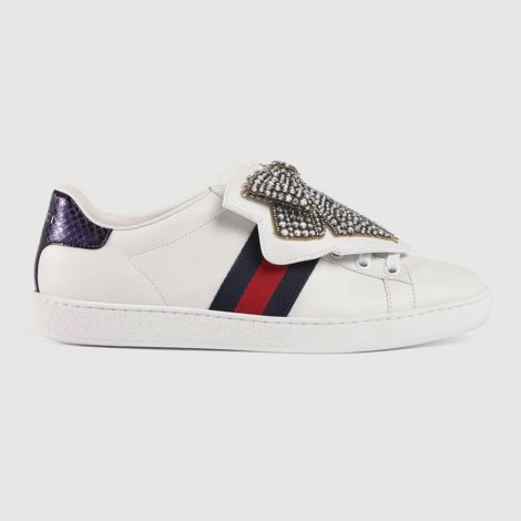 Gucci Ayakkabı Ace Ribbon Beyaz - Gucci Ace Sneaker With Removable Patches Kadin Ayakkabi Beyaz
