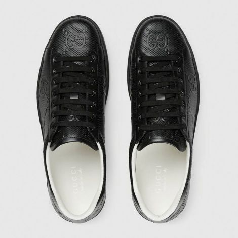 Gucci Ayakkabı GG Siyah - Gucci Ayakkabi 2020 Erkek Mens Ace Gg Embossed Sneaker Siyah
